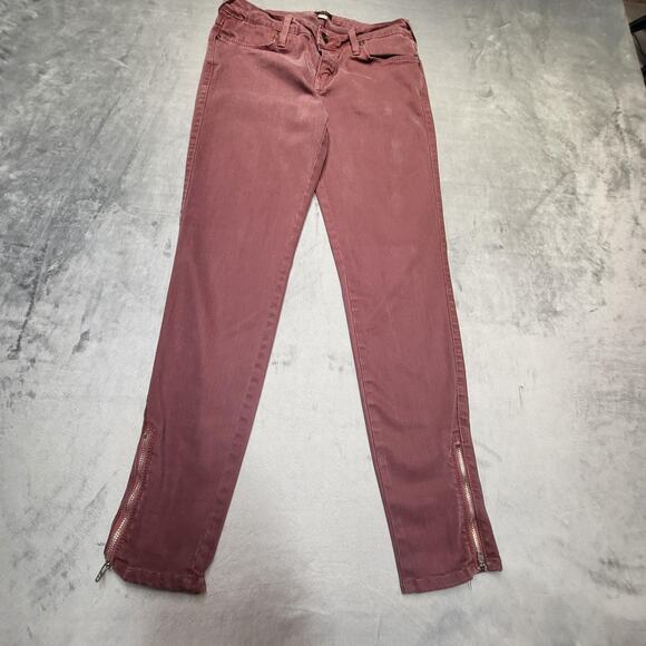 Just Black Pants Womens 27 Burgundy Skinny Ankle Zip Made USA Stretch Jegging - Picture 1 of 10